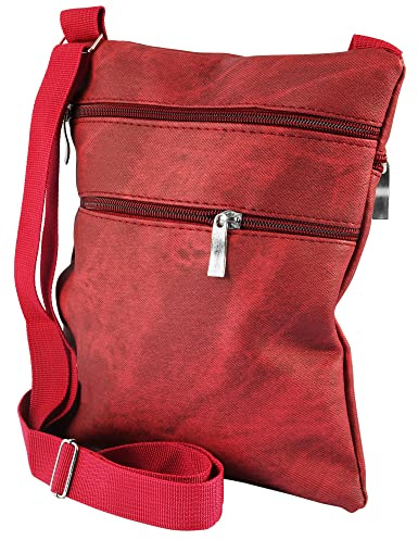 Excellanc Unisex- Schultertasche Kunstleder Crossbody Bag Handtasche 3600087 (dunkelrot)