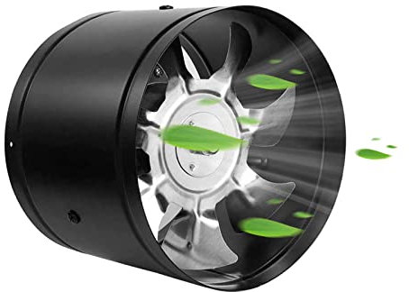 WMLBK Inline Duct Booster Fan, Low Noise Exhaust Ventilator, 7 Inch Black for Home Kitchen Bathroom Warehouse Restaurant Garage Ventilation