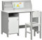 HOMCOM Kids Desk And Chair Set 2 PCs Childrens Table And Chair Set Multi Use Toddler Furniture with Whiteboard, Storage - Grey