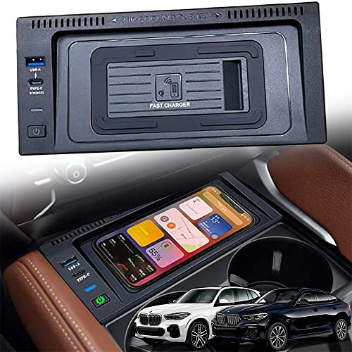 Wireless Car Charger Compatible with BMW X5/X6 2014-2018 Center Console Accessory, 15W Fast Charging Phone Charger Pad for BMW X5 F15 2014-2018/X6 F16 2014-2019, Gift for BMW Owner