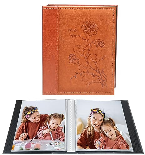 Miaikoe Kleines Fotoalbum, 15 x 10 cm, 2 Stück, jede Packung fasst 50 vertikale Bilder, zum Einstecken von Fotoalben von oben nur 10 x 15 cm für Kunstwerke oder Postkarten (braun)