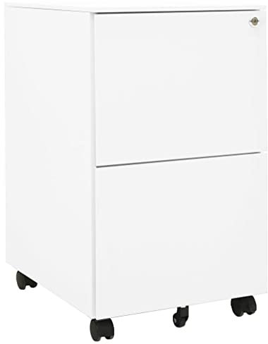 Bussandri Exclusive - Aktenschrank mit Rollen Weiß 39x45x67 cm Stahl