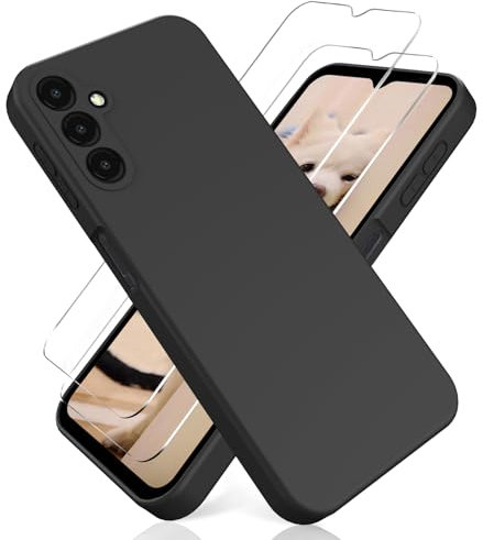 YiKaDa - Hülle Kompatibel mit Samsung Galaxy A14 4G / 5G + [2 Stück] Schutzfolie, Ultradünnes Weiches TPU Silikon Schutzhülle - Schwarz