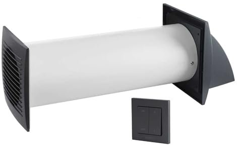 Europlast Ø 100mm Repartiteur de Chaleur Extracteur d'Air Récupérateur de Chaleur - Anthracite Ventilateur Extracteur d'Air - avec Interrupteur Mural