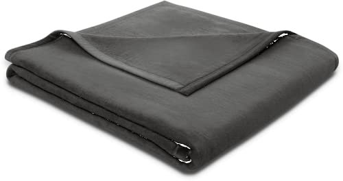 biederlack Plaid mit Samtband-Einfassung Pure Cotton Farbe Schiefer Größe 150 x 200