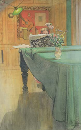 ZIMARO Leinwanddruck Und Poster Wandkunst Bild Reproduktion Brita am Klavier von Carl Larsson für Wohnkultur 60x90cm