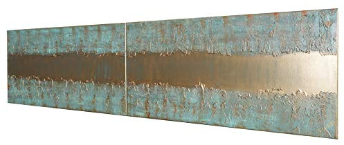 Patina & Gold Abstract A443 - Lange Acrylbilder - industrielles Design - Abstrakte Strukturgemälde - original handgemalte Leinwand Bilder - Diptychon Malerei von Ksavera