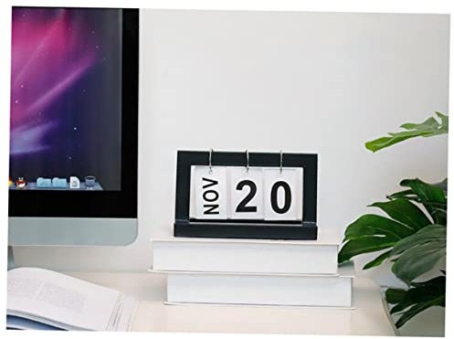 Warmhm Holzkalender Umblätterbar Für Heim Und Büronutzung Kalender Aus Holz Schwarz Tischkalender Holz Einfach Und Stabil