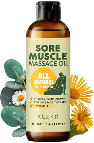 Kukka Muskelkater Massageöl [100% NATURREIN] Für Massage, Körperentspannung, Schmerzlinderung für Frauen und Männer, Spa - Qualität (100ml)