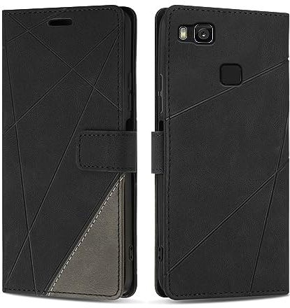 SONWO Cover per Huawei P9 Lite Custodia, Flip Caso in PU Pelle Case Cover Premium Portafoglio Custodia per Huawei P9 Lite, Supporto Stand, Slot per Schede, Nero