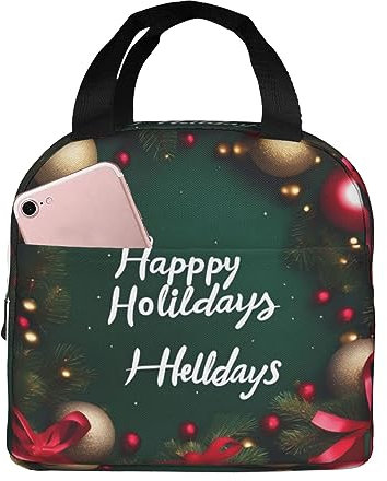 Happy Holidays Lebensmittel-Handtaschen-Etui für Reisen, Arbeit, Picknick, Lunch-Tasche, Lunchbox, wiederverwendbare isolierte Lunch-Tasche,
