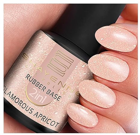 SHAYENNE 2in1 Rubber Base Color Glamorous Apricot Gel Nagellack 15 ml für UV LED Lampe | MADE in Germany | Cover Gel Nail Polish for UV Nail Lamp | LED Nagel Lack Gellack Nagelgel