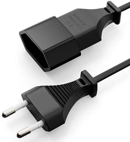 ETEC Stromkabel Netzkabel Verlängerungskabel, 1,0m, Eurostecker Flachstecker Netzstecker Typ C auf Euro Buchse, Verlängerung Strom Netzkabel für Spielekonsole, TV, Haushaltsgeräte, Schwarz