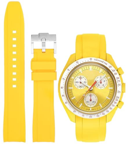 Niziruoup Silikon Armband für Omega x Swatch MoonSwatch/Rolex Uhr,Gebogenes Weiches Silikon Gummi Armband Omega x Swatch MoonSwatch Speedmaster Ersatzband Uhrenarmbänder Kautschuk 20mm
