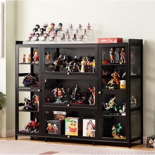 JSLJDM Vitrine,Vitrine pour Collection,Vitrine en Acrylique Transparente pour Lego,Vitrine AntipoussièRe,Vitrine Salon,Armoire Collection Bambou 135 * 33 * 111cm Black