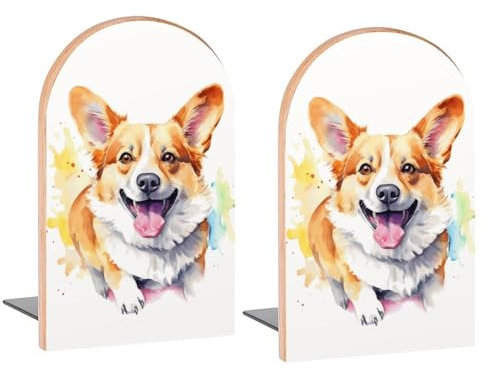 Serre-livres décoratifs colorés en bois pour étagères, chambre d'enfant, bureau, maison, bureau, magazines, livres, DVD, 1 paire/2 pièces (12,7 x 7,9 cm)