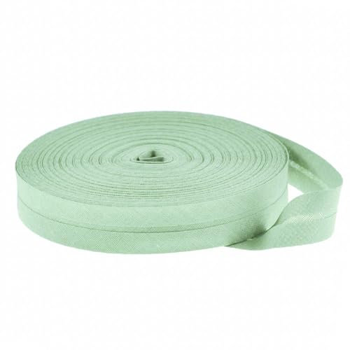 25m Baumwoll-Schrägband 14mm gefalzt, Farbwahl - Einfassband Nahtband Kantenband, Farbe:mintgrün