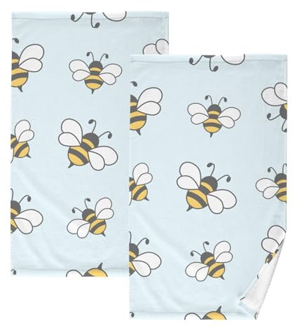 Saugfähige und weiche Baumwoll-Handtücher, niedliche Hummel, Insekten-Badetuch-Set, Mehrzwecknutzung, schnell trocknend, natürliche Tücher für empfindliche Haut, 2 Stück