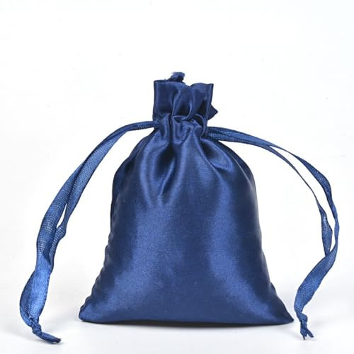 6 Stück Satinbeutel Schmuckbeutel,Klein Stoff Säckchen Zum Befüllen,Satin Säckchen Geschenkbeutel Stoffbeutel Satintasche für Schmuck Hochzeit Weihnachten Geburtstag Party Geschenk,7x9cm Navy blau