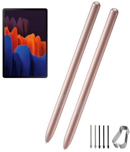 Lot de 2 stylets de remplacement pour Samsung Galaxy Tab S7, Tab S7+, Tab S7 FE, toutes les versions sans stylet Bluetooth S Pen + pointes/pointes (S7 Bronze)