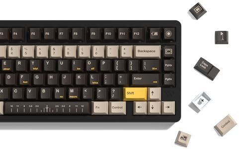 LQXQ PBT 134 Keycaps de Doble Disparo, Perfil Cherry, Personalizados para Teclado Mecánico Gaming ANSI US 60 75 65 100% (Cámara Marrón)