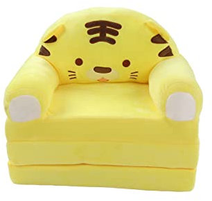 Sofa 2 in 1, Ausklappbare Kindercouch und Liege für Kinder, Umwandelbarer Kleinkindstuhl, Ausklappbare Kindersofa Liege für Wohnzimmer, Schlafzimmer, Mittelgroß, Grau (Gelb)