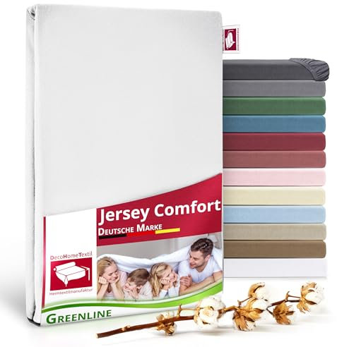 Greenline Spannbettlaken Premium Jersey aus 100% Baumwolle Greenline Weiß Doppelpack (2X) 140-160x200 cm bis zu 30 cm auch für Boxspringbetten, Spannbetttuch