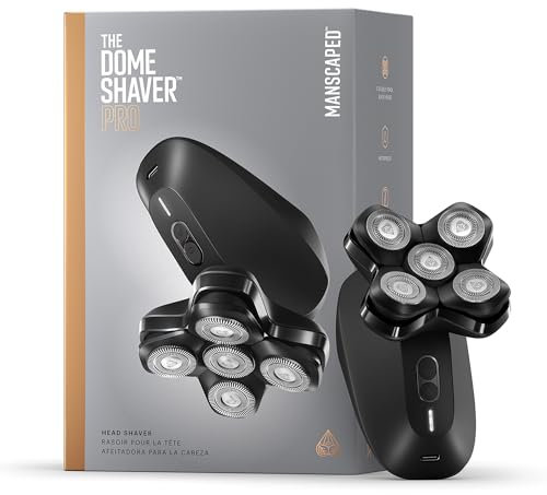 The Dome Shaver™ PRO MANSCAPED® : Rasoir pour la tête pour Homme – Cinq têtes de rasage, Technologies SkinSafe® & FlexAdjust, Étanche, Charge USB-C et sans fil, Verrou de sécurité