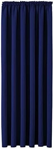 Imperial Rooms Blackout Pencil Pleat Curtains for Bedroom 66x84 Inch Drop Navy Curtain Thermal Insulated Door Curtain, 1 Panel with Tieback