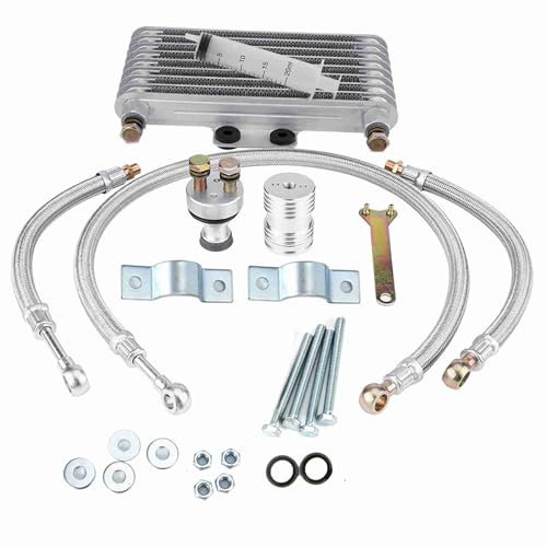 Brilluxa Motorcycle Oil Cooler Kit, Engine Oil Radiator, Compatible with Honda CB CG Engines, 125ml Oil Cooling System, Motorcycle Engine Cooler, Aluminum Radiator Assembly