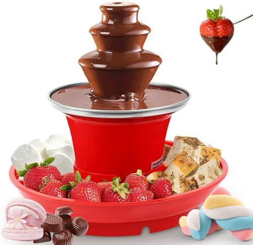 Mini Chocolate Fountain Machine, 3-Tier Chocolate Fountain with Holds 200 Grams Of Chocolate Sauce and 45° Constant Temperature, Stainless Steel Chocolate Melting Tower for Marshmallows
