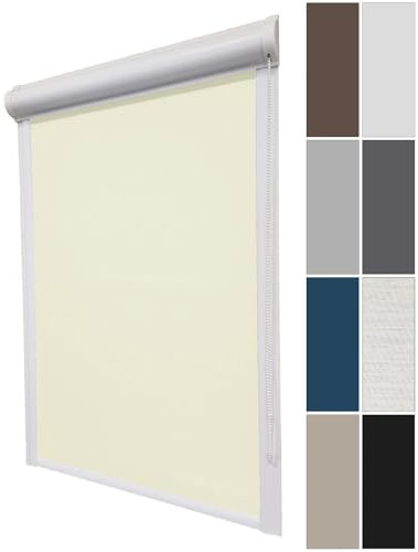 Thermo Kassettenrollo Verdunkelungsrollo ohne Bohren Seitenzugrollo Fensterrollo Sonnenschutz Rollo, Breite: 170 cm, Höhe: bis 150 cm, Kette rechts, Weiß