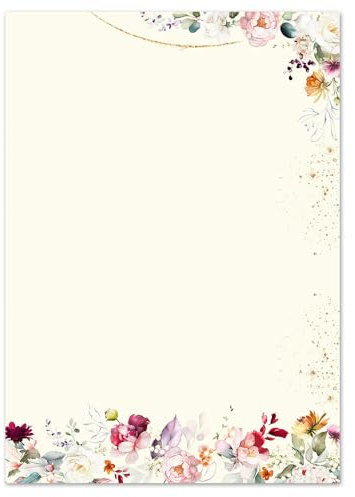 100 Blatt Briefpapier TROPISCHE BLUMEN - DIN A6 (105x148 mm) Hoch, 90 g/m² - Bunt