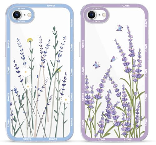 Yoedge 2 x Handyhülle für iPhone 16e/SE 4/SE 2025 Hülle,Süße Blumen Muster Design Mädchen Aesthetic Handyhülle Dünn Weich Durchsichtig Silikon TPU Kameraschutz Stoßfest Schutzhülle für iPhone 16e 6,1
