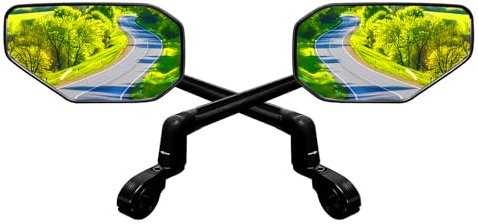 Homieway Fahrradspiegel 2 Stück,Neuer Klappbarer Fahrrad Rückspiegel,Spiegelhebel Einstellbar,HD Fahrrad spiegel aus Echtglas,360°Drehbarer Großer E-scooter Spiegel für E-bike Lenker Links und Rechts