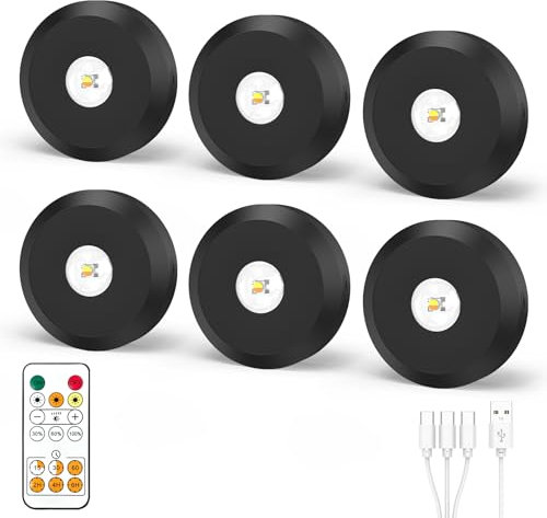 JVURICE® Vitrinenbeleuchtung Led,30 Farbwechsel Schrankbeleuchtung Led Spot Akku USB Aufladbar Mini 180H Energiesparend Magnet Unterbauleuchte Küche Schrankbeleuchtung Mit Timer Fernbedienung