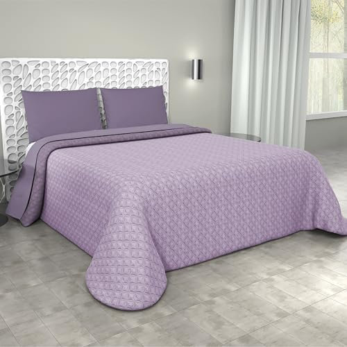 PASSION - Copriletto Trapuntino primavera-estate tinta unita double face 100% poliestere e 100% MADE IN ITALY (Malva/Orchidea, Singolo)