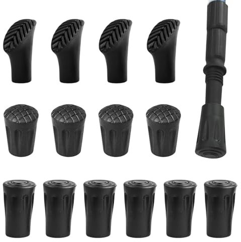 Huoflame Wanderstöcke Gummipuffer Set – 6/14 Stück Anti-Rutsch Ersatz Gummikappen für Walking Stöcke & Trekkingstöcke – Gummi Schutz Endkappen für Asphalt Kies Gelände Camping Outdoor (14)