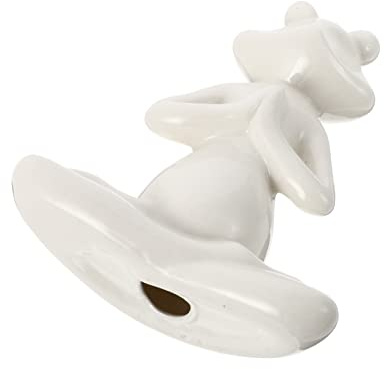 HIAKDOFT Keramik Yoga Frosch Statue als Ornament in Weiß mit Feiner Handwerkskunst und Kreativer Froschförmiger Dekoration für Wohn und Arbeitszimmer