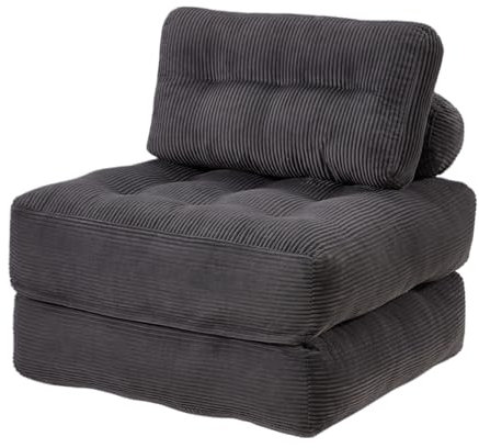 EROMMY Foldable Sofa Bed - Adjustable Convertible Chair, Tufted Sleeper Couch, Portable Folding Lounge Sofa, Foam-Filled Pull-Out SofaBed for Living Room, Bedroom,Grey