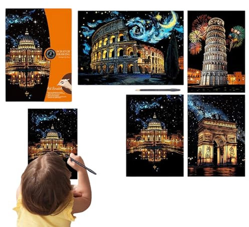 Kratzkunst, Bunte Kratzbilder, A3 Format Bunte Kratzbilder-Kunst Für Alle Kreatives Gestalten