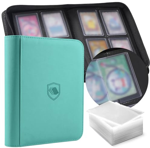 Top Loader Binder 4 Pocket, Holds 160 Toploaders, 100 Toploader INCLUDED | PU Cover Toploader Binder for 3 x 4 Rigid Toploaders, Ringless Side Loading Trading Card Binder for TCG, MTG, Sport Cards