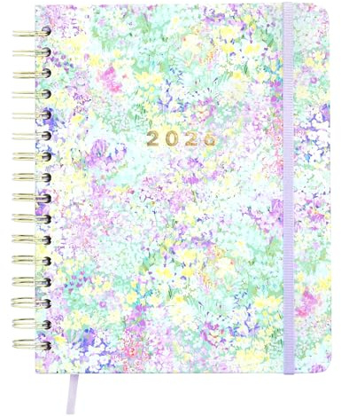 MANOA Kalender 2026, FLORA, Wochenansicht, Maße (A5+), 19 x 22 cm, 210 Seiten, inklusive monatlichen Registerkarten, mit Aufkleber-Option (ohne Aufkleber, nur Tagebuch)