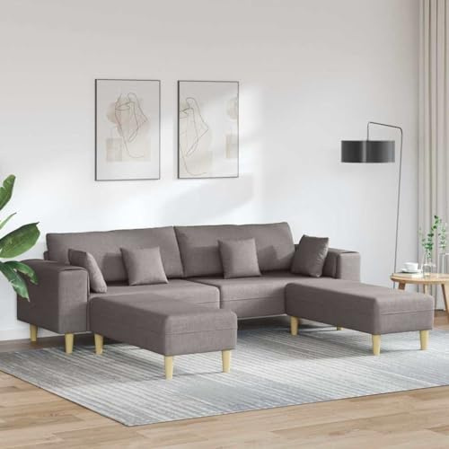 Massbinet Ecksofa mit Schlaffunktion Couch 3-Sitzer Eckcouch Schlafsofa für Wohnzimmer Big Sofas Couch mit Schlaffunktion Stoffsofa mit Kissen Taupe 208 cm Stoff