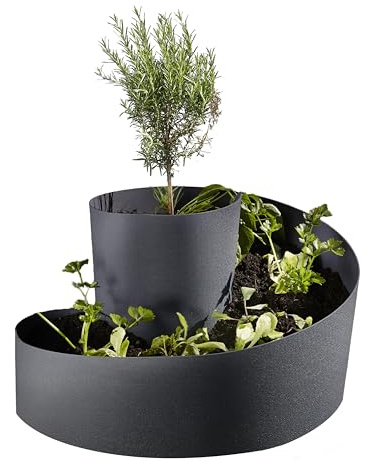 Koll Living Kräuterspirale/Blumenspirale | 110 Liter, 35 x Ø55 cm | aus Kunststoff, Anthrazit | langlebig, witterungsbeständig, UV-resistent, formstabil