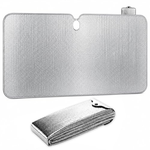 RydRoad Parasol Coche Delantero Plegable Universal, 130 x 70 cm, Protector Solar y Antihielo para Parabrisas. Fácil de Instalar y Guardar, para Coche, SUV y Furgoneta