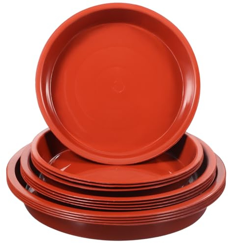 CLISPEED 12 Pcs Red Plastic Plant Pot Saucers round Shape Water Catcher Versatile Use for Indoor and Balcony Plant Pots