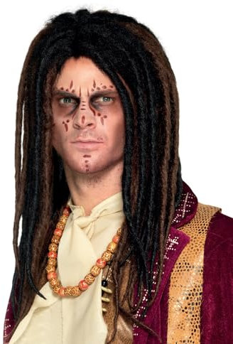 Smiffys Deluxe Voodoo-Dreadlock-Perücke, Braunund Schwarz