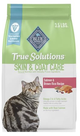 Blue Buffalo True Solutions Skin & Coat Care Natural Dry Cat Food for Adult Cats, Salmon, 3.5-lb. Bag