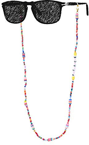 KELITCH Brillenketten Regenbogen Perlen Halsketten für Maskenketten Halskette Boho Schmuck Halskette Brief Choker 2020 Modehalsbänder Brillenhalter Halter Strape(03C)